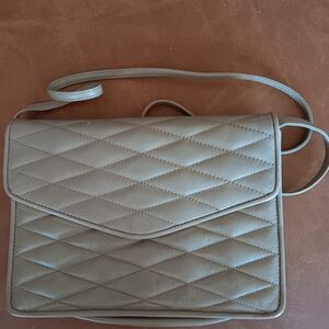 VTG Saks Fifth Avenue Taupe Quilted Crossbody Bag